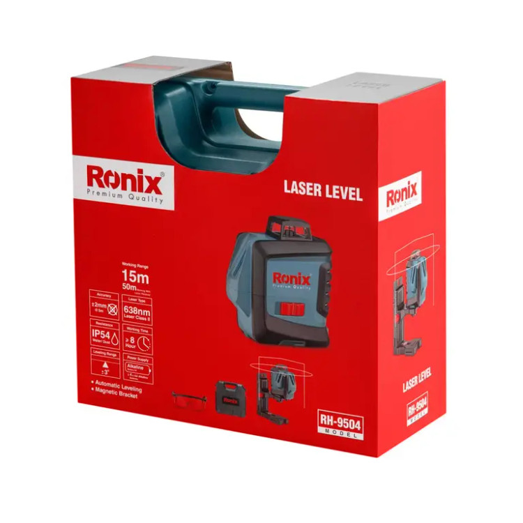 تراز لیزری رونیکس مدل RH-9504 دوخط 360 درجه با قابلیت عملکرد شاقول